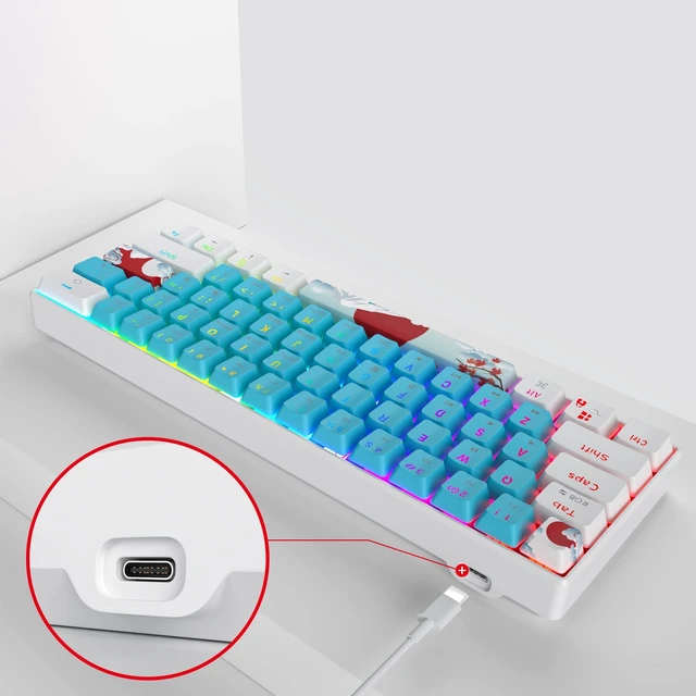 Alt view image 4 of 5 - surmen 60% Mechanical Gaming Keyboard,RGB Compact Wired Keyboard 60 Percent Backlight Anti-ghosting for Windows Laptop PC (61 Blue)