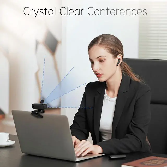 Alt view image 3 of 5 - 2K HD Webcam with Wide Angle Lens, Privacy Cover, Auto Light Correction and Noise-Canceling Mic, Plug & Play USB Camera for Desktop/Laptop/Mac/PC, Compatible with Teams/Zoom/Skype/Streaming Black