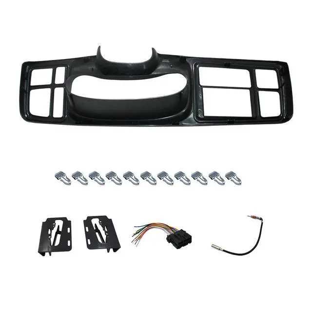 Alt view image 5 of 5 - YHB Double DIN Dash Kit W/Wiring Harness & Antenna Adapter Fit 1999-2002 GM Full-Size Trucks/SUV's Silverado Sierra - Double Din Dash Bezel Cover Kit Car Stereo Radio Install Dash Kit