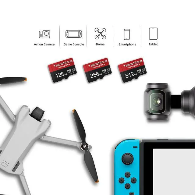 Alt view image 4 of 5 - TEKNOSTONE 128GB Gaming MicroSDXC TF Memory Card with Adapter 1 Pack