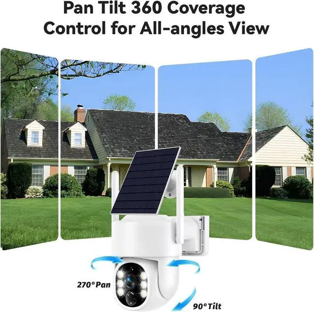 Alt view image 2 of 5 - JCMNETE Solar Security Cameras Wireless Outdoor, 5G/2.4GHz WiFi Outdoor Security Camera for Home Security, Solar Powered Security Camera, Human Detection, Color Night Vision 1-Pack