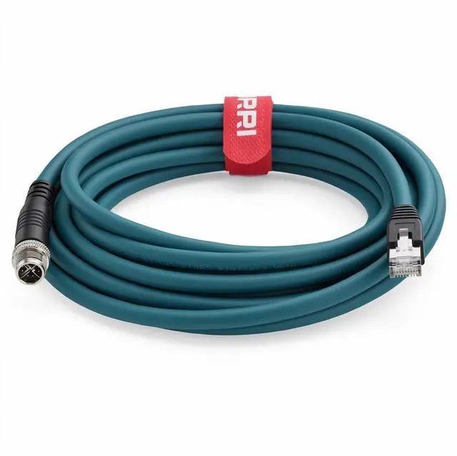 Main image of DRRI M12 X-Coded 8 Pin to RJ45 10Gb Gigabit Ethernet Interface Cat 7e Shielded Cable for Keyence SR-750 SR-650 Code Reader Barcode Scanner 3D Cognex Cameras (5M)