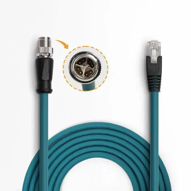 Alt view image 3 of 5 - DRRI M12 X-Coded 8 Pin to RJ45 10Gb Gigabit Ethernet Interface Cat 7e Shielded Cable for Keyence SR-750 SR-650 Code Reader Barcode Scanner 3D Cognex Cameras (5M)