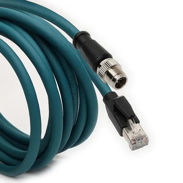 Alt view image 2 of 5 - DRRI M12 X-Coded 8 Pin to RJ45 10Gb Gigabit Ethernet Interface Cat 7e Shielded Cable for Keyence SR-750 SR-650 Code Reader Barcode Scanner 3D Cognex Cameras (5M)