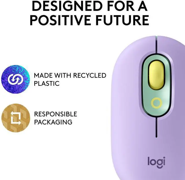Alt view image 5 of 5 - Logitech POP Mouse, Compact and Portable Wireless Bluetooth Mouse with Programmable Buttons and Quiet Clicks, Easy-Switch Between up to 3 Devices, Laptop, Tablet, PC - Daydream Mint