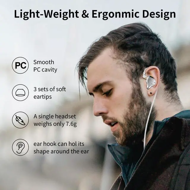 Alt view image 4 of 5 - KZ ZS10 Pro Gaming Earbuds Headphone, KZ in Ear Monitor IEM HiFi Earphone with 5 Driver 4BA 1DD with Detachable 0.75mm 2 Pin Cable for Singer Musician Drummer (Purple with Mic)