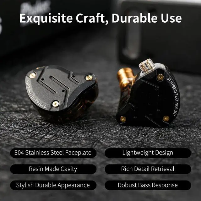 Alt view image 5 of 5 - KZ ZS10 Pro Gaming Earbuds Headphone, KZ in Ear Monitor IEM HiFi Earphone with 5 Driver 4BA 1DD with Detachable 0.75mm 2 Pin Cable for Singer Musician Drummer (Purple with Mic)