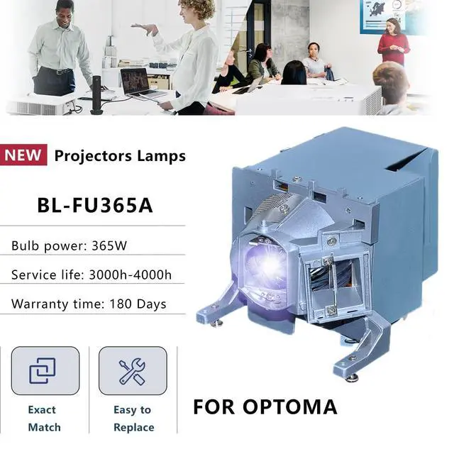 Alt view image 3 of 5 - RANETLIO Original BL-FU365A / SP.72109GC01 Replacement Lamp Bulb UHP 365W with Housing for OPTOMA EH515T EH515 W515 W515T WU515 WU515T X515 Projectors