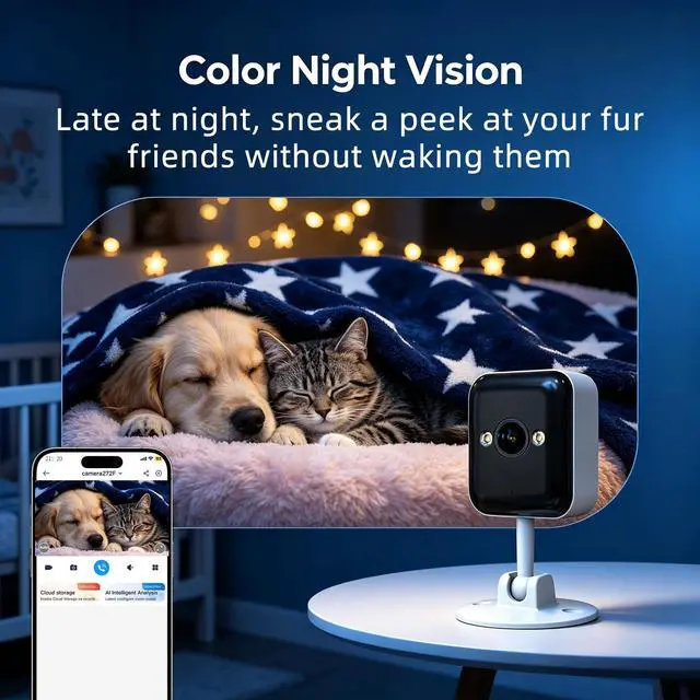 Alt view image 3 of 5 - JOOAN 2K Indoor Outdoor Security Camera, 2.4G WiFi, IP66 Waterproof, Motion Detection, 2-Way Audio, Color Night Vision, for Baby/Elderly/Cat/Dog, Multi-User Shared, Local & Cloud Storage, Plug-in