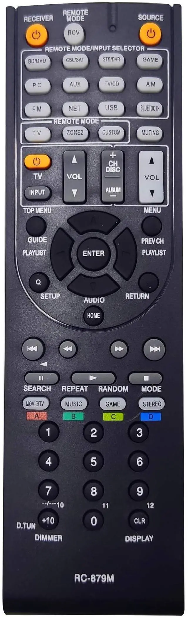Main image of INTECHING RC-879M AV Receiver Remote Control for Onkyo HT-R393, HT-R593, HT-S3700, HT-S5700, TX-NR333, TX-NR535, TX-SR333, TX-SR343