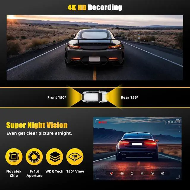 Alt view image 5 of 5 - SIXTOP 4K Dash Cam for Mazda CX5 CX-5 2019-2025 & Mazda CX-9 2020-2024 2.5 S, OEM Factory Look Front Camera, WiFi & App Control,Night Vision, G-Sensor Loop Recording, Easy to Use