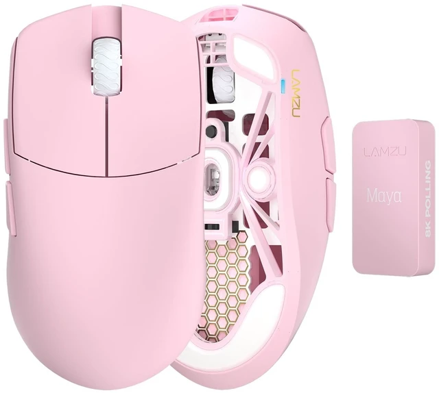 Main image of Lamzu Maya Champion Edition Wireless Gaming Mouse, Ultra-Lightweight 45g, Optical Switch, Golden TTC Dust-Proof Encoder, Pixart PAW 3950 IC, 8K Compatible, for Small Hands Users (Light Pink)
