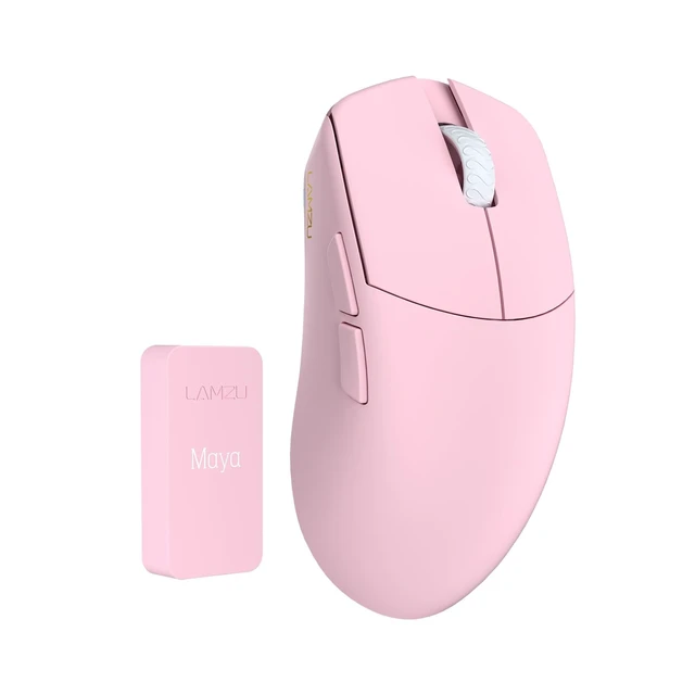 Alt view image 4 of 5 - Lamzu Maya Champion Edition Wireless Gaming Mouse, Ultra-Lightweight 45g, Optical Switch, Golden TTC Dust-Proof Encoder, Pixart PAW 3950 IC, 8K Compatible, for Small Hands Users (Light Pink)