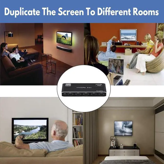 Alt view image 5 of 5 - 1x4 HDMI Splitter, 4K 60Hz 1 in 4 Out HDMI Splitter Audio Video Distributor Box Support Full Ultra HD, 3D, HDR, Compatible for HDTV, Blu-Ray, DVD, Xbox, PS4 Etc