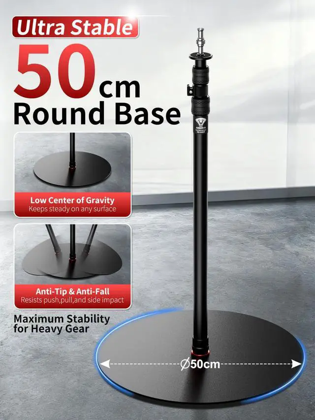 Alt view image 2 of 5 - IFOOTAGE Cobra RB-A500 Professional Camera Aluminium Monopod, Heavy-Duty Floor Stand with Weighted Base, Adjustable Height, Light Stand for Studio, Base Diameter: 50 cm / 19.7 in