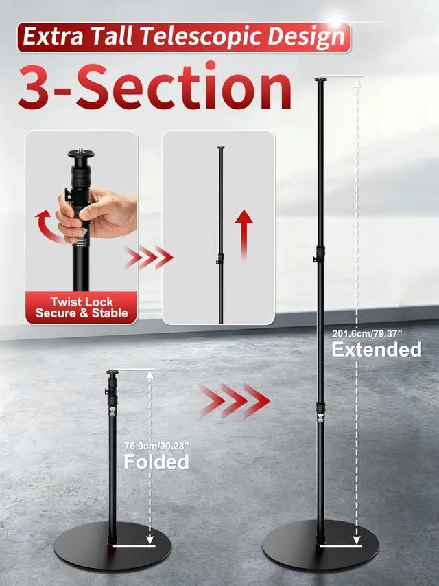 Alt view image 3 of 5 - IFOOTAGE Cobra RB-A500 Professional Camera Aluminium Monopod, Heavy-Duty Floor Stand with Weighted Base, Adjustable Height, Light Stand for Studio, Base Diameter: 50 cm / 19.7 in