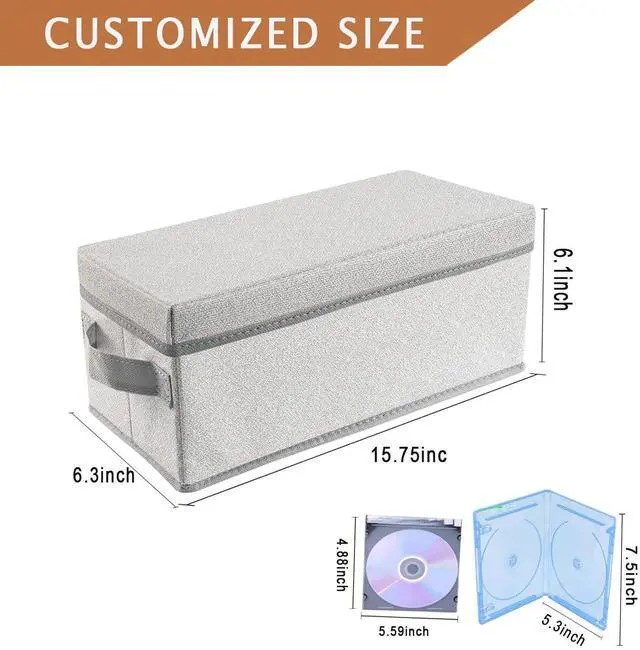 Alt view image 4 of 5 - CD/DVD Storage Box Universal, Stackable CD/DVD Organizer with lid, Blu-ray disc Media Holder, Video Game Disk, Album, 4Pack can Hold 180cd / 80dvd Beige