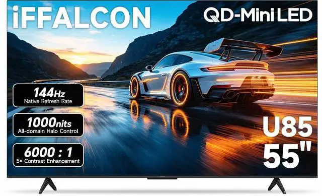 Main image of iFFALCON 55" 4K MiniLED Smart TV ^^ Compatible with Xbox & PS5, 4X HDMI 2.1 ^^ Hotel, Home & Office Use ^^ 144Hz VRR 240Hz, Dolby Vision Gaming, Dolby Atmos, IMAX Enhanced, Google TV, Alexa ^^ 55U85