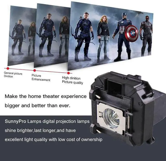 Alt view image 3 of 5 - SunnyPro V13H010L60 Projector lamp ELPLP60 Compatible for Epson Brightlink 425Wi Brightlink 430i Brightlink 435Wi EB-420 EB-425W EB-900 EB-905 EB-93 EB-93e EB-95