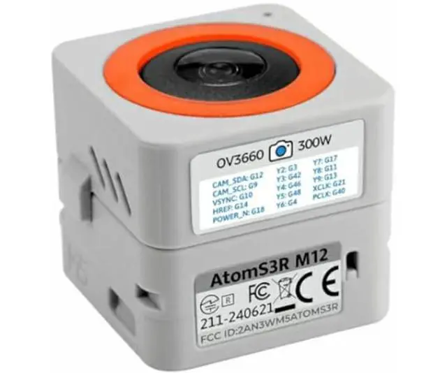 Alt view image 4 of 5 - M5Stack AtomS3R Camera Kit M12, ESP32-S3, 3MP OV3660, Wi-Fi, 8MB Flash, 8MB PSRAM, USB OTG, Model C126-M12