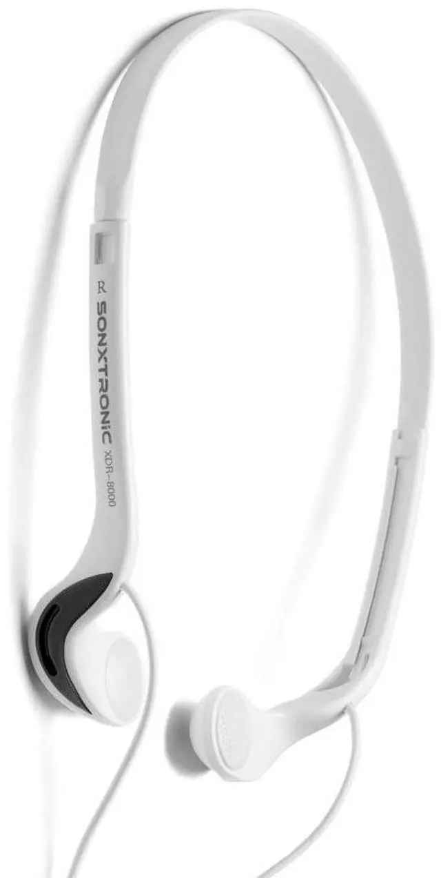 Main image of SONXTRONIC White ICE Xdr-8001 Vertical in Ear Ultralight Sport Running Headband Headphones (mdr-w08l Style White and Silver)