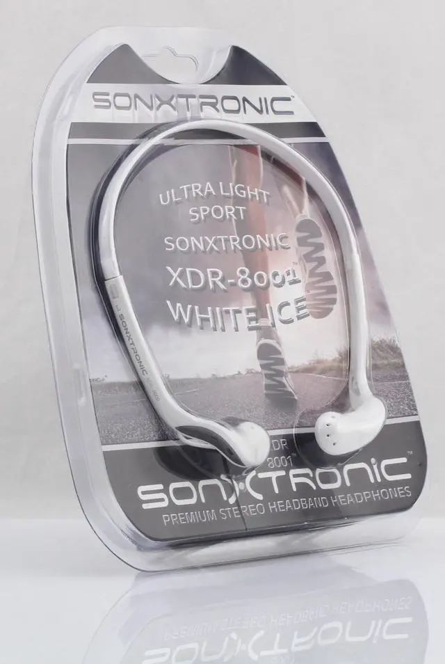 Alt view image 2 of 5 - SONXTRONIC White ICE Xdr-8001 Vertical in Ear Ultralight Sport Running Headband Headphones (mdr-w08l Style White and Silver)