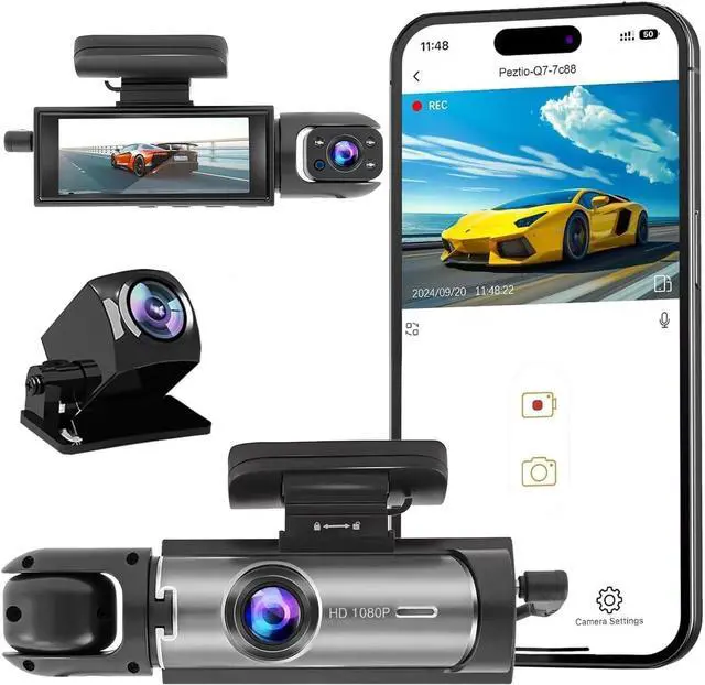 Main image of Dashcam Front and Inside,Car Camera Dash Cam for Cars,Driving Recorder with IR Night Vision,Loop Recording,Wide Angle Lens,3.16 Inch IPS Screen,Parking Mode (Green)