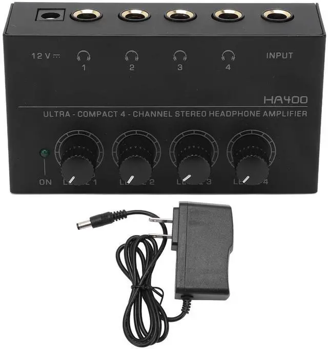Main image of DAUERHAFT Professional 4-Channel Ultra Low Noise Headphone Amplifier Multi-Channel Splitter US Plug 100-240V Power Adapter ha400 headphone amplifier Amplificadores