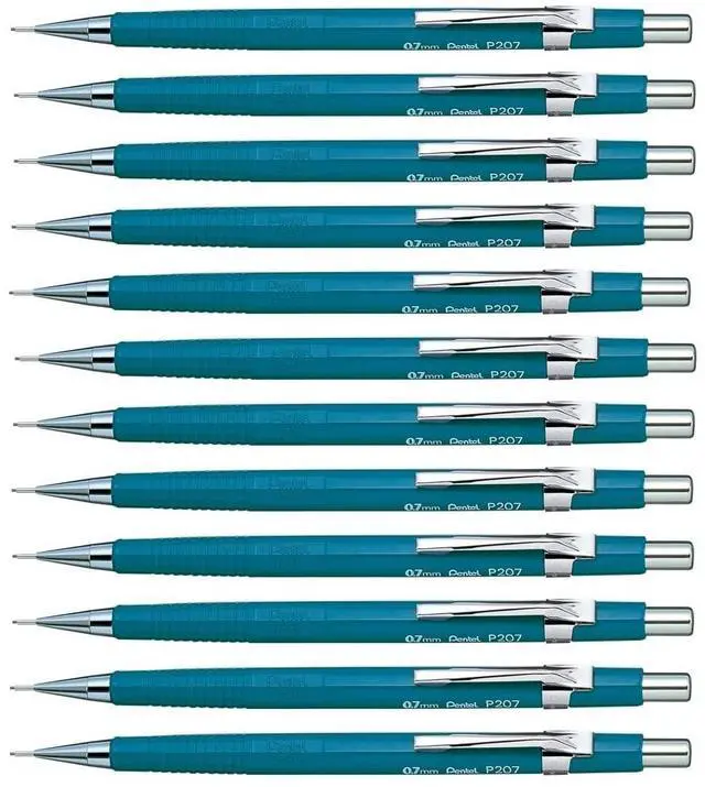 Main image of Pentel P200 Series mechanical pencil 0.7mm lead, 1 pack of 12 pencils, Blue