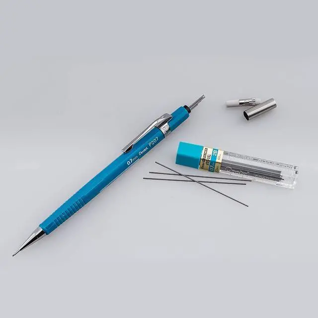 Alt view image 2 of 3 - Pentel P200 Series mechanical pencil 0.7mm lead, 1 pack of 12 pencils, Blue