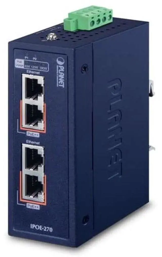 Main image of IPOE-270 Industrial 2-Port Multi-Gigabit 802.3bt PoE++ Injector Hub (-40~75C)