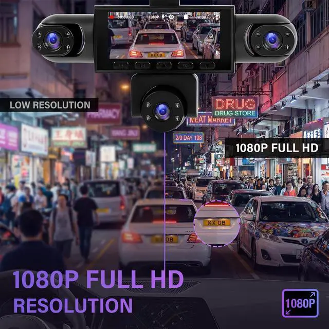 Alt view image 2 of 5 - 5 Channel Dash Cam 360Wide Angle Dash Camera for Cars 1080P with Loop Recording Night Vision Reversing Help 3.16-inch Dash Cam Front and Rear