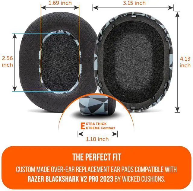 Alt view image 5 of 5 - WC Freeze Blackshark V2 Pro 2023 - Cooling Gel Earpads by Wicked Cushions Only (Does not fit Old Blackshark V2 Pro) - Boost Comfort, Thickness, & Sound Isolation for Epic Gaming ^^ Geo Grey