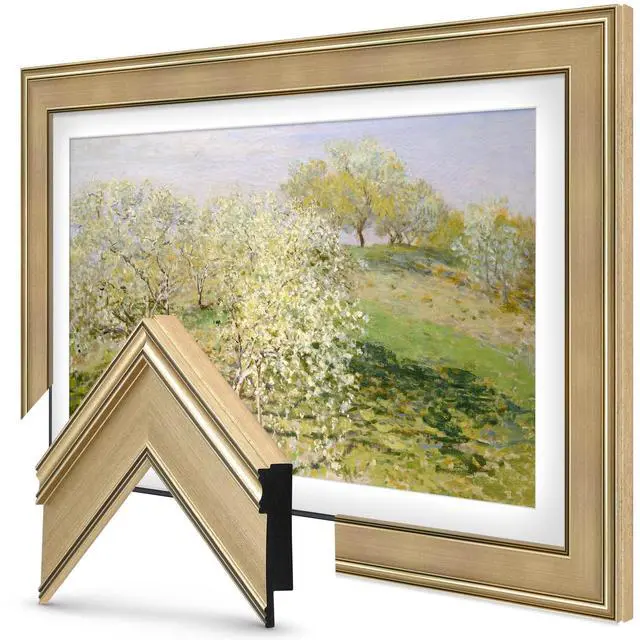 Main image of Champagne 55" Premiere Deco TV Frame - Compatible ONLY with Samsung The Frame TVs (Fits 2021-2026, LS03A, LS03B, LS03C, LS03D, LS03FA)