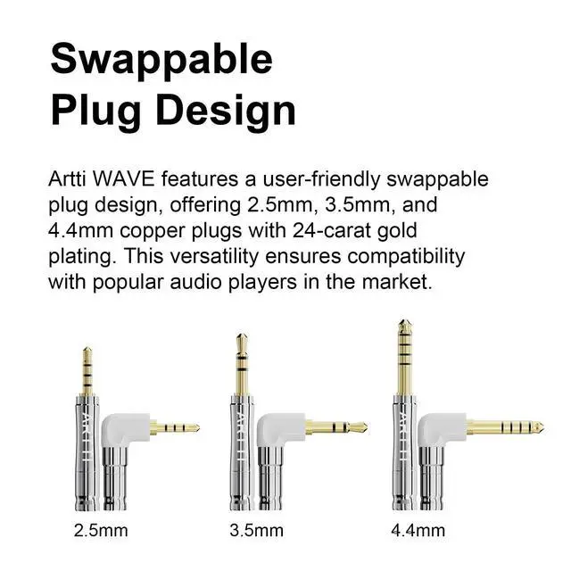 Alt view image 3 of 5 - ARTTI Wave Headphone Upgrade Cable 8 Cores 144 Strands Silver-Plated Copper 7N OCC Earphone IEM Cable 2.5/3.5/4.4mm 3in1 Metal Plug (TRICOL, QDC Bend Plug)