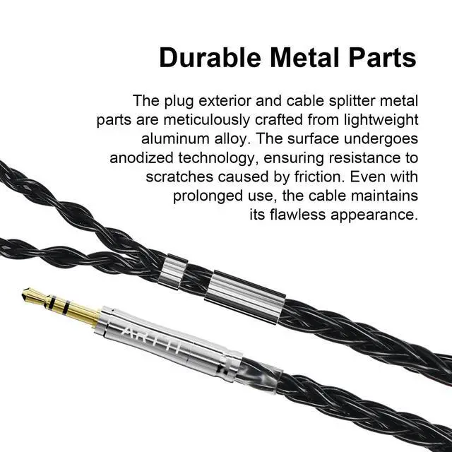 Alt view image 5 of 5 - ARTTI Wave Headphone Upgrade Cable 8 Cores 144 Strands Silver-Plated Copper 7N OCC Earphone IEM Cable 2.5/3.5/4.4mm 3in1 Metal Plug (TRICOL, QDC Bend Plug)