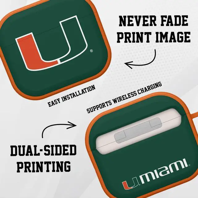 Alt view image 2 of 5 - Affinity Bands Miami Hurricanes HDX Case Cover Compatible with Apple AirPods Gen 3 (Classic)