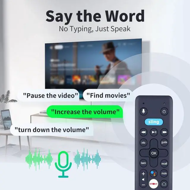 Alt view image 4 of 5 - SJUIF Replacement Remote Control for Sling Media AirTV Mini, Compatible with AirTV/AirTV 2/ AirTV Anywhere, with Voice Assistant
