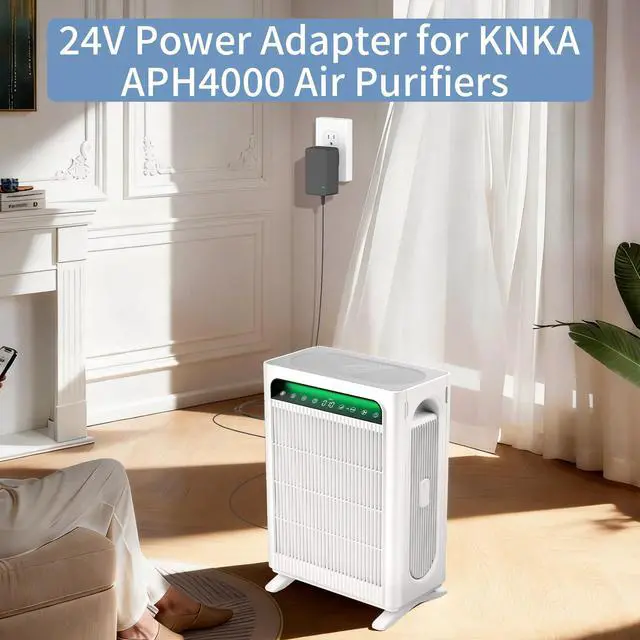 Alt view image 2 of 5 - 24V Power Adapter for KNKA Air Purifier Replacement for KNKA APH4000 & APH3000 Air Purifiers Adapter Power Cord