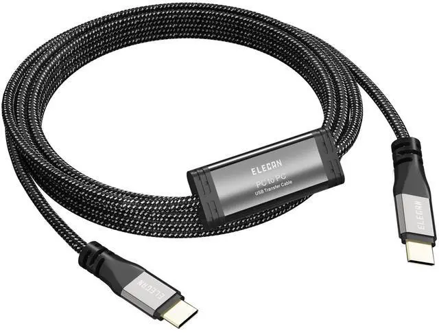 Main image of Elecan High Speed USB 3.1 PC to PC Transfer Cable 6 FT for Windows & macOS, USB C to C Direct Data Sync Link Bridge Cord with Built-in Software, for File Transfer & Data Migration Between 2 Computers