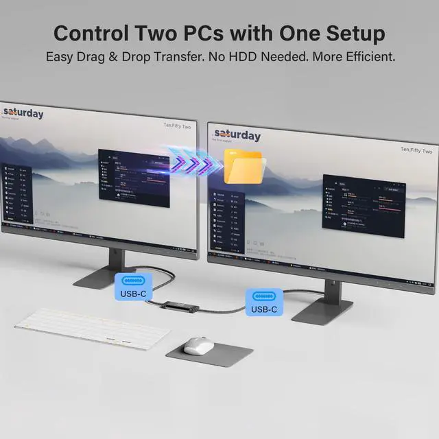 Alt view image 2 of 5 - Elecan High Speed USB 3.1 PC to PC Transfer Cable 6 FT for Windows & macOS, USB C to C Direct Data Sync Link Bridge Cord with Built-in Software, for File Transfer & Data Migration Between 2 Computers