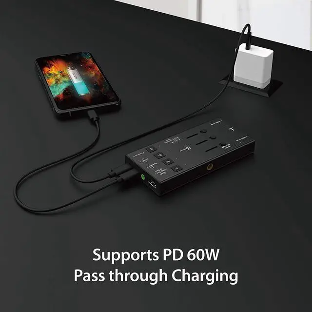 Alt view image 5 of 5 - j5create Live Video Capture Card - Dual HDMI to USB-C, Supports 1080p 60Hz Video and Audio Recording, Power Delivery 60W Pass Through, Ideal for PC Xbox Playstation Android Game Live Streaming (JVA06)