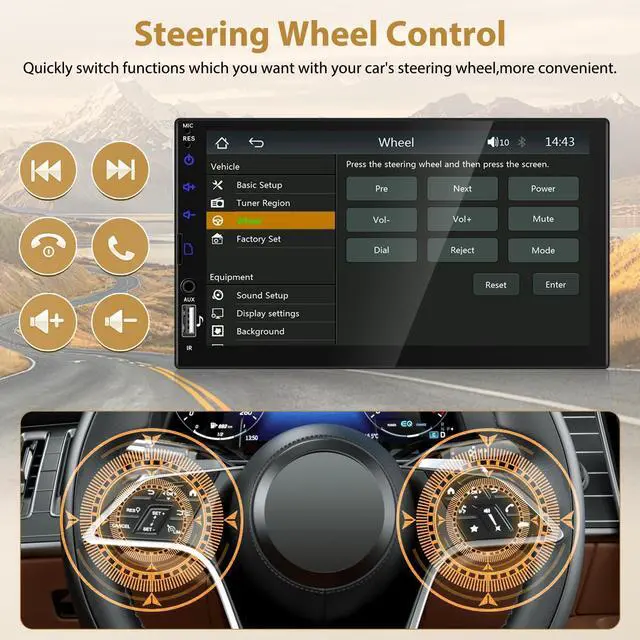 Alt view image 4 of 5 - Motoris 7" Single Din Car Stereo with Wireless CarPlay & Android Auto, Touchscreen with Backup Camera, Multimedia Car Audio Support Mirror Link, Bluetooth, GPS, USB, FM Radio, Marquee Lights, S