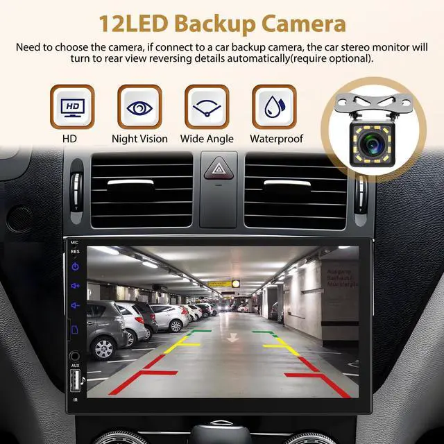 Alt view image 5 of 5 - Motoris 7" Single Din Car Stereo with Wireless CarPlay & Android Auto, Touchscreen with Backup Camera, Multimedia Car Audio Support Mirror Link, Bluetooth, GPS, USB, FM Radio, Marquee Lights, S