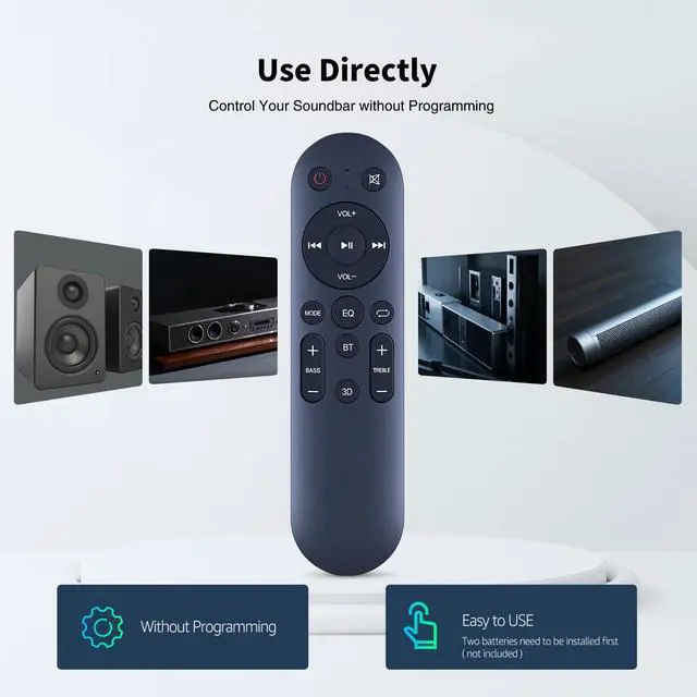 Alt view image 2 of 5 - Snrigw Universal Remote for RAINEVERRY 5.1 Soundbar with EQ,Bass,Treble Control