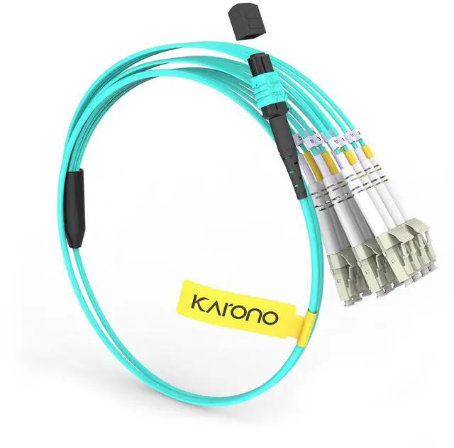 Main image of Karono 1M(3.3ft) MPO/MTP to 12 x LC Fiber Optic Breakout Cable OM3 50/125 - Aqua