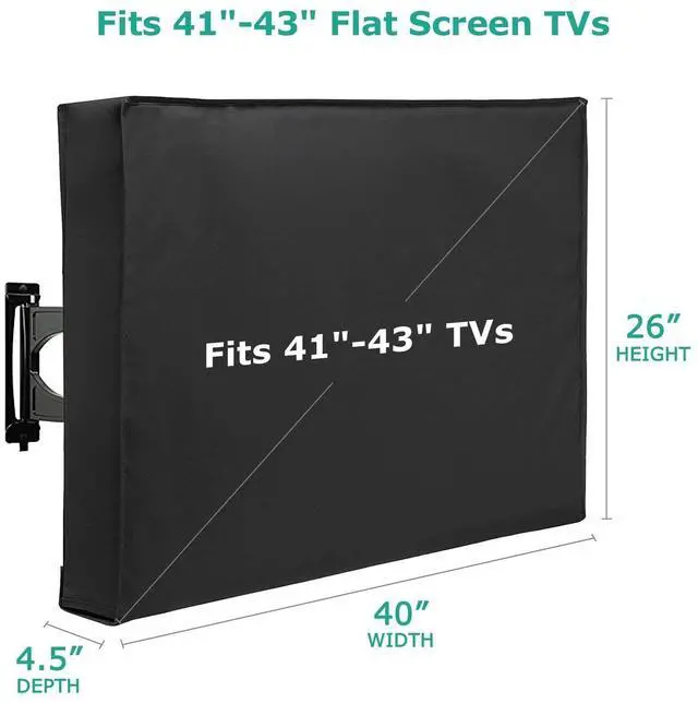 Alt view image 2 of 5 - SunPatio Weatherproof Outdoor TV Cover for 41-43 inch Flat Screens, Waterproof Screen Protector with Built-in Remote Pocket, Black