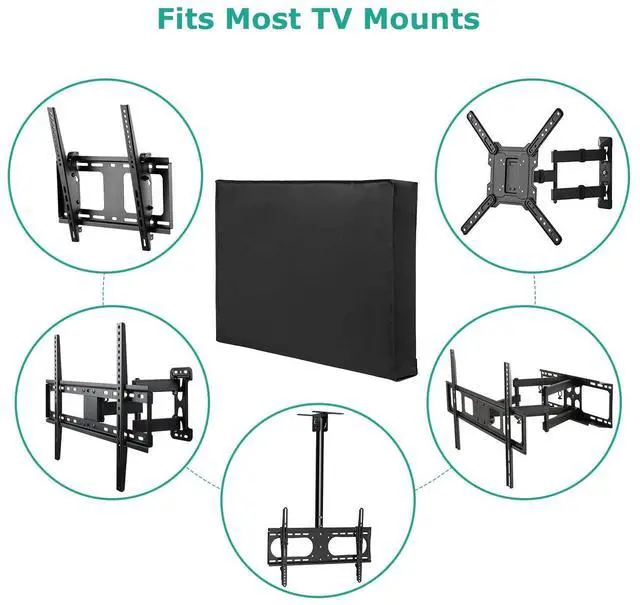 Alt view image 3 of 5 - SunPatio Weatherproof Outdoor TV Cover for 41-43 inch Flat Screens, Waterproof Screen Protector with Built-in Remote Pocket, Black