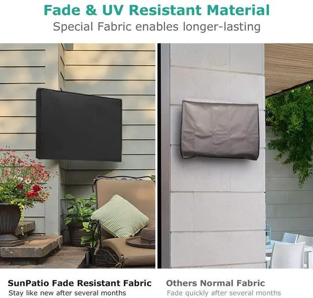 Alt view image 4 of 5 - SunPatio Weatherproof Outdoor TV Cover for 41-43 inch Flat Screens, Waterproof Screen Protector with Built-in Remote Pocket, Black
