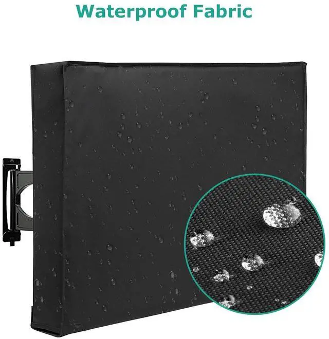 Alt view image 5 of 5 - SunPatio Weatherproof Outdoor TV Cover for 41-43 inch Flat Screens, Waterproof Screen Protector with Built-in Remote Pocket, Black